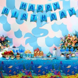 171 Pcs Under the Sea Party Supplies Ocean Sea Party Tableware Set Underwater Birthday Paper Plates Napkins Cups Cutlery Bann...