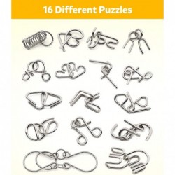 Metal Wire Puzzle Set of 16 with Pouch Brain Teaser IQ Test Disentanglemen Iron Link Unlock Interlock Game Chinese Ring Magic...