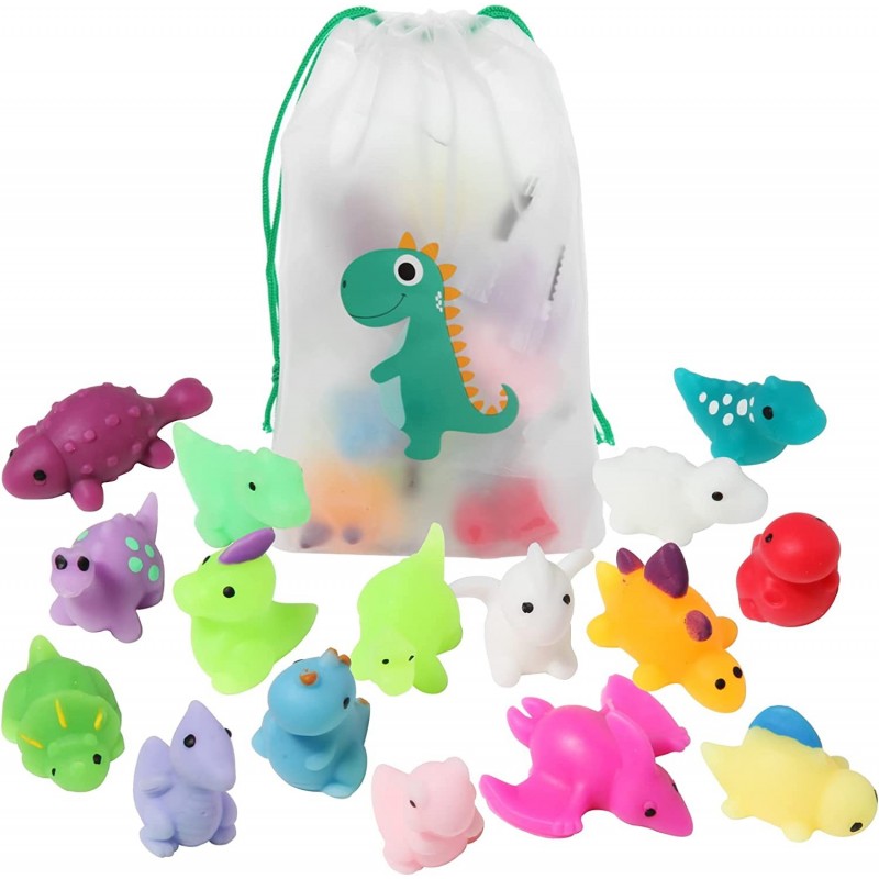 16pcs Mochi Squishy Toys Set with Gift Bag Mini Kawaii Animals Squishies Pack Fidget Toys for Kids - Dinosaur Party Favors Go...