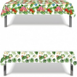 2 Pack Hawaiian Luau Tablecloths for Party Decoration Hawaii Disposable Plastic Rectangular Table Covers Aloha Tropical Palm ...