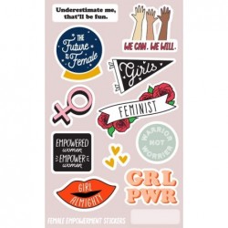 Female Empowerment Stickers / 1 Cute Feminist Laptop Sticker Sheet / 10 Positive Feminine Girl Power Affirmation Cell Phone S...