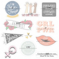 Female Empowerment Stickers / 1 Cute Feminist Laptop Sticker Sheet / 10 Positive Feminine Girl Power Affirmation Cell Phone S...