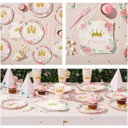 Princess Party Supplies-Princess Party Tableware Set Include Princess Castle Plates Napkins Cups Straws for Girls Princess Ba...