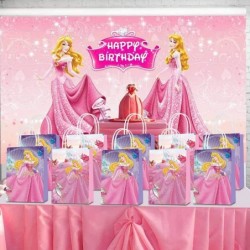 16 Pcs Sleeping Beauty Party Paper Gift Bags 2 Styles Party Favor Bags with Handles for Princess Aurora Party Decorations Goo...