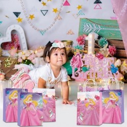 16 Pcs Sleeping Beauty Party Paper Gift Bags 2 Styles Party Favor Bags with Handles for Princess Aurora Party Decorations Goo...