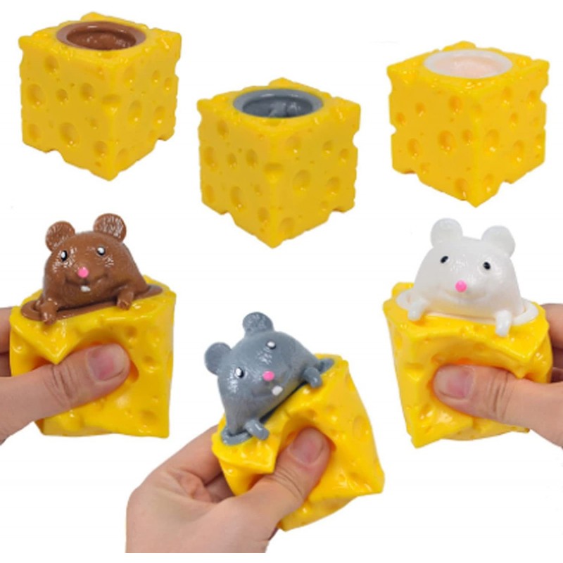 Squeeze Cheese Mice Squeeze Rubber Simulated Toys Stress Relief Toys Stress Anxiety Sensory Relief Toys for Kids Adult Gifts ...