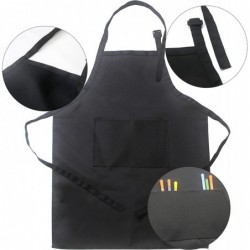 Toal 16 Pieces Kids Children Black Aprons Chef Hat Kids Chef Kitchen Adjustable Bib Aprons with 2 Pockets for Girls Boys Pain...