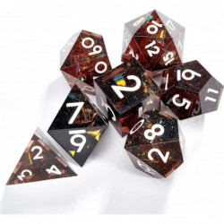 Gold Foil Resin DND Dice Set of 7 Pieces Rainbow Polyhedron Sharp Edge D&D Dice Set with Gift Box and Numbers for Dungeons & ...