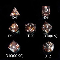 Gold Foil Resin DND Dice Set of 7 Pieces Rainbow Polyhedron Sharp Edge D&D Dice Set with Gift Box and Numbers for Dungeons & ...