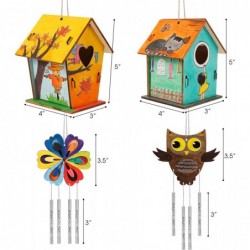 2021 New Wooden Bird House Kits Wood Wind Chime Building and Painting Craft Kit Kids Activities Crafts Hanging Set Creative A...