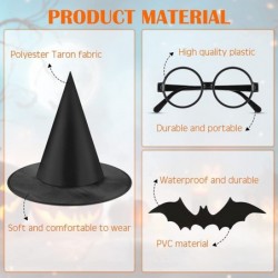 6 Pieces Halloween Witch Hat and 6 Pieces Plastic Wizard Glasses 36 Pieces Halloween 3D Bats Stickers for Halloween Party Dec...