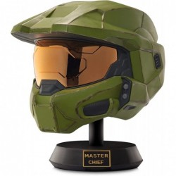 Master Chief Deluxe Helmet with Stand - LED Lights on Each Side - Battle Damaged Paint - One Size Fits Most - Build Your Univ...