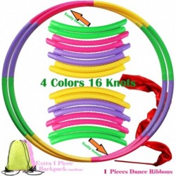 2 Set Exercise Hoola Hoops Kids w/ Ribbon for Gymnast Detachable Size Adjustable Plastic Colourful Fitness Toy Hoop Ideal Gym...