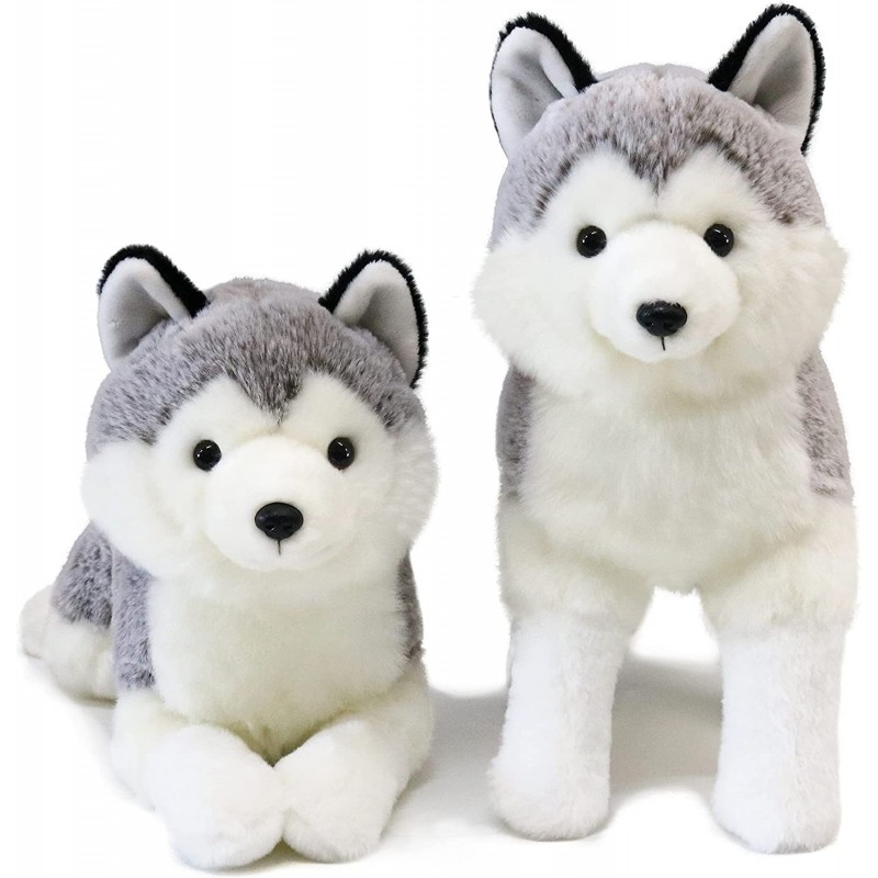 2 Pcs Siberian Huskies Stuffed Animals Standing and Lying Plush Toy $50.08 Stuffed Animals & Teddy Bears