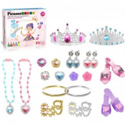 Kids 24 Piece Fairytale Royal Princess Dress Up Pretend Play Tiara Jewelry Boutique Shoes & Fashion Accessories Toy Collectio...